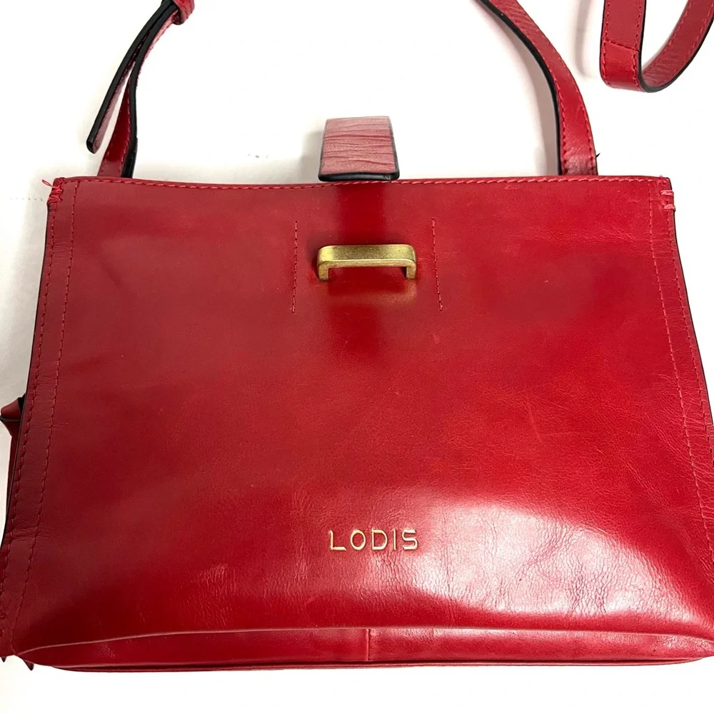 Lodis Red Leather Crossbody - Picture 6 of 12